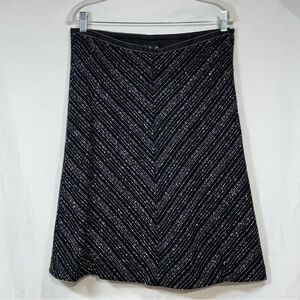 INC Black and White A-Line Midi Skirt, Tweed-like texture, Size 12, EUC